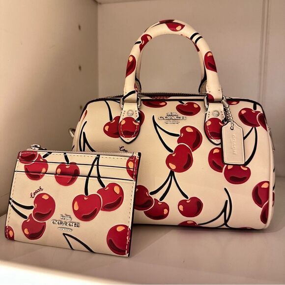 NWT❤️ COACH Mini Rowan Crossbody Bag With Cherry Print CY745 - Picture 11 of 12